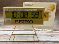 (中size) SEIKO CLOCK 精工鐘 馬拉松 限量版 香檳金液晶面電子座鐘 掛鐘兩用 QHL084G