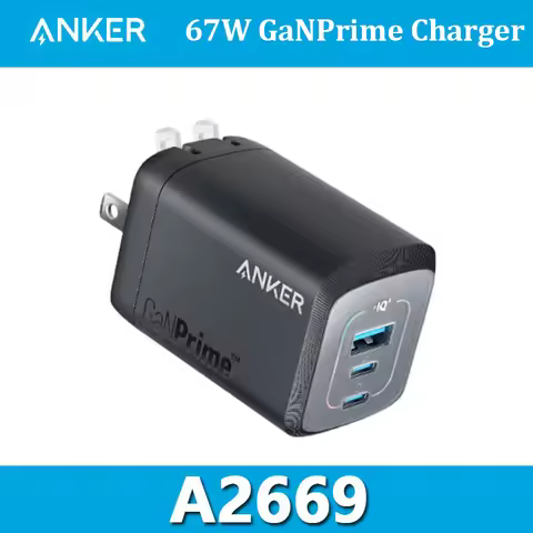 Anker Prime 67W GaN Charger 3-Port USB C Compact Wall Charger Fast Charging For MacBook Pro/Air, iPh