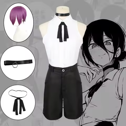 Reze Cosplay Costume Chainsaw Man Outfits Blue Suit Shirt Tie Short Neck Ring Women Anime Uniform Ha