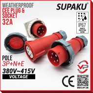 SUPAKU CEE0252/2252/6252 Palam/Soket/Soket Panel Kalis Cuaca 32A 5 PIN IP67 Weatherproof Plug Soket 