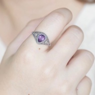 紫水晶925純銀尼泊爾風格水滴麻花戒指