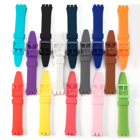 12mm 16mm 17mm 19mm 20mm Colorful Silicone Strap Watchband for Swatch Waterproof Rubber Replace Band