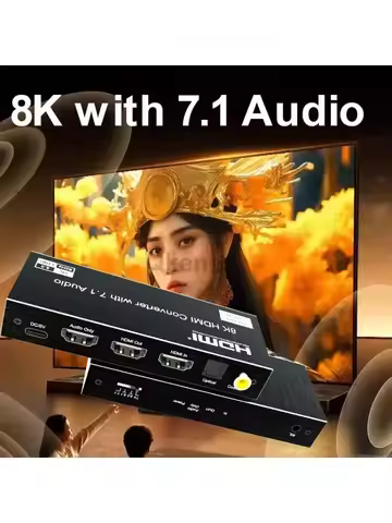 8K 60hz HDMI Video Converter Audio Extractor 4K 120Hz Support 7.1 5.1 CH Digital Dolby Atmos Coaxial