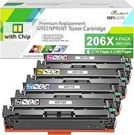 GREENPRINT Compatible Toner Cartridges 206X ( 206A ) with CHIP 4 Colors Set High Yield for M255dw M2