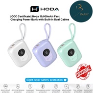 [CCC Certificate] Hoda 10,000mAh Fast Charging Power Bank with Built-in Dual Cables