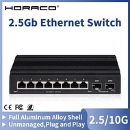 HORACO 2.5Gb Ethernet Switch 8 Port 2.5GBASE-T Unmanaged Network Switch with 2 SFP+ Port Plug and Pl