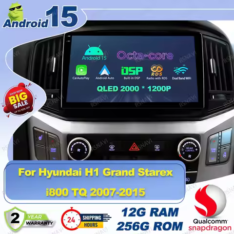 Android 15 Car Radio For Hyundai H1 Grand Starex I800 TQ 2007-2015 Golf Mk6 Tesla Model Y Junwiper C