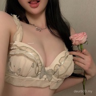 Menjual Bra Sulaman Rama-rama Retro untuk Wanita Jaring Tekan Dada Kecil Keinginan Tulen Manis Set B