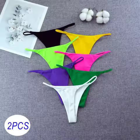 2PC Dopamine Color Sports Series Women G-string Panties High Cut "V-shape" Thong Female Comfort Two 