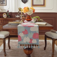 Light Luxury High-End Table Runner New Chinese Red Tea Runner American Retro Tassel Long Strip Napki