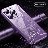 🔥ส่งจากไท✨Magnetic เคสแข็งPCคุณภาพสูง✨เคสไอโฟน 15 pro max ชุบ โปร่งใส เคส for iPhone 15 14Pro 13 12 11 pro max case cool