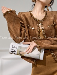 PlumJan | Design Fall -Inspired Sequin Brown Jacket