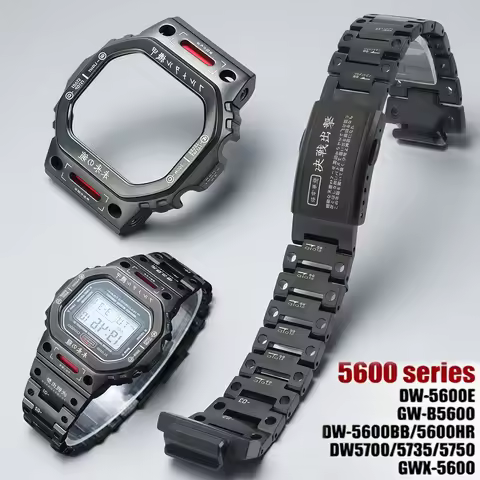 Men's Mecha Style Mod Kit For Casio G-SHOCK DW5600 GW-B5600 GMW-B5000 Series Stainless Steel Case Be