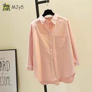 Women Long Sleeve Shirt Korean Style Plus Size Loose White Blouse White Murah Labuh Blause Wanita Baju Kemeja Perempuan