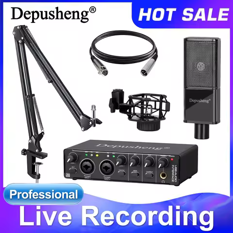 Audio Interface Professional Sound Card Depusheng MD22 Set with Monitoring Electric Guitar Live Reco