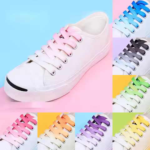 1Pair Colorful Silk shoelaces Candy Gradient Party Camping Boots Shoelace Canvas Strings Camping Sho
