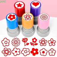 JANRY DIY Drawing Toy, Handcraft Plastic Flower Stamp,  Self Inking Cartoon Random Teacher Review St