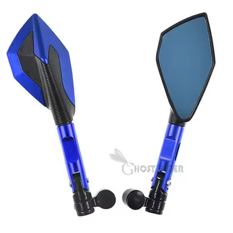 For YAMAHA XJ6 DIVERSION XJ6 600 900 XJ600 CNC Aluminum Motorcycle Handlebar Rear View Mirrors Blue 