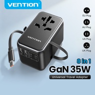 Vention Universal Travel Adapter PD 20W 35W 65W 70W 120W All in One Worldwide Travel Adapter Wall Ch