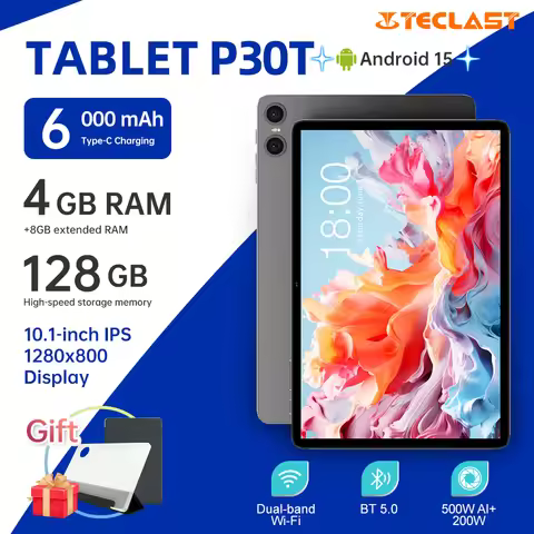 Teclast P30T Tablet 10.1 inch Android 15/UNISOC T606 8-core 1.8GHz/10GB(4GB+8GB)RAM/128GB ROM/WIFI/B