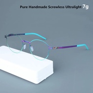 Mykita แว่นตาทรงกลมสไตล์เกาหลีแบบไม่มีสกรูทำมือสำหรับผู้ชายและผู้หญิง แว่นสายตาแบบปรับแต่งได้ วัสดุโ