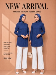 iLOVELY - Blouse Cotton Bersulam Eksklusif 32 inci Labuh