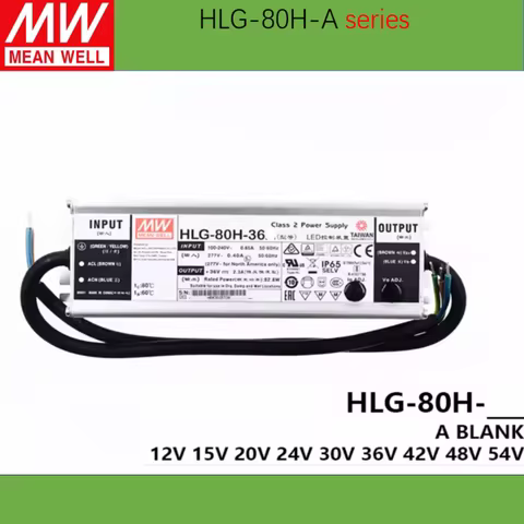 MEAN WELL 80W Constant Voltage + Constant Current LED Driver HLG-80H-12A HLG-80H-15A HLG-80H-20A HLG