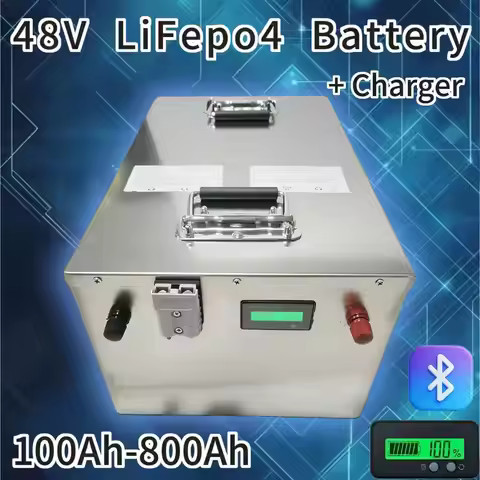 48V LiFePO4 Lithium Battery 100Ah-800Ah with BMS Rechargeable for 4KW 9KW Solar System Photovoltaic 