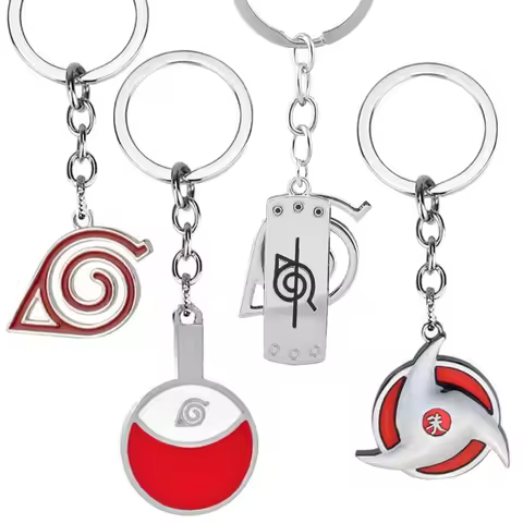 Anime Naruto Metal Keychain Charms Accessories Uchiha Itachi Sharingan Cartoon Keychain Holder Chain