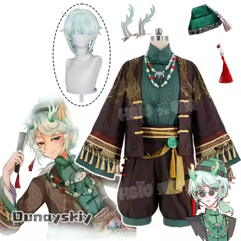 {Dunayskiy}Identity V Edgar Valden Painter Cosplay Costume Painter Wig Necklace Headpiece Set Access
