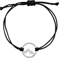 Berg bracelet (adjustable 14-20 cm) Bergarmband made of black fabric with stainless steel pendant, b