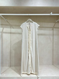 พร้อมส่ง เดรสแขนกุดผ้าลินินแต่งระบายพู่ๆ + เชือกสาน vshopbrand