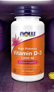 วิตามินดี 3 / High Potency Vitamin D-3 1,000IU 180 / 360 Softgels by NOW FOODS