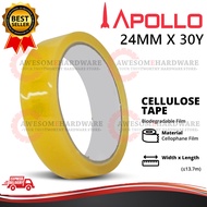 APOLLO BRAND 1" 24MMX30Y CELLOPHANE TAPE TRANSPARENT OPP STATIONERY TAPE