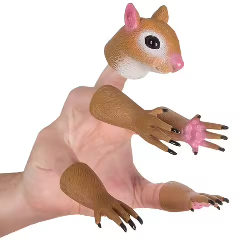 1Set Cartoon Squirrel Hand Puppet Finger Dolls Props Vinyl Cute Mini Animal Toys Washable Toys for C