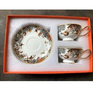 H - New European Style 2Cups and 2Saucers/Set Multi-style Ceramic Coffee Cup and Saucer Set with Gif