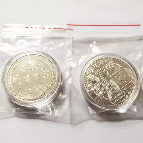 Antique Imitation Metal BTC Coin Gold Plated Physical Commemorative Piece for Collection and Gifting