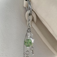 Lucky Four-Leaf Clover Pendant Phone Chain Strap Beaded Wind Chime Camera Bag Pendant Keychain Four-
