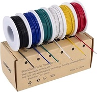 TUOFENG 22 AWG Wire Solid Core Hookup Wire, 6 Different Colored Breadboard Wires 30ft Each, Electron
