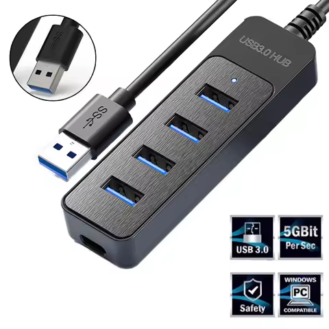 USB 3.0 HUB 4 Port Multi USB 3.0 Splitter Hub With USB C Charging Port Power Adapter Multiple Type C