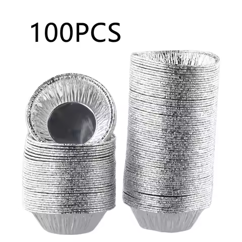 100Pcs Aluminum 3in Foil Tart Pan Disposable Mini Pot Pie Bake Plate Tin Aluminum Foil Pudding Cup D