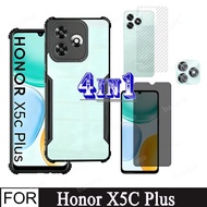 4in1 Honor X5C Plus Shockproof Phone Case for HonorX5C HonorX5CPlus X7D Privacy Tempered Glass Scree