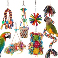 6 Pcs Colorful Bird Chew Toys - Hanging Foraging Toys for Parrot, Parakeet, Cockatiel, Budgie