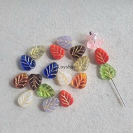 Czech glass beads | Glass leaf beads with translucent holes | Translucent Hole Leaf Glass Beads | Mi