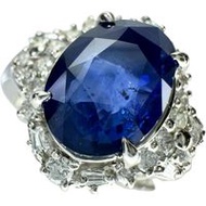 Size 11, 4.10ct sapphire, 0.39ct diamond ring, Pt900 platinum, 7.8g, women's