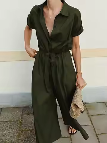 Women's Casual Solid Color Minimalist Basic Jumpsuit