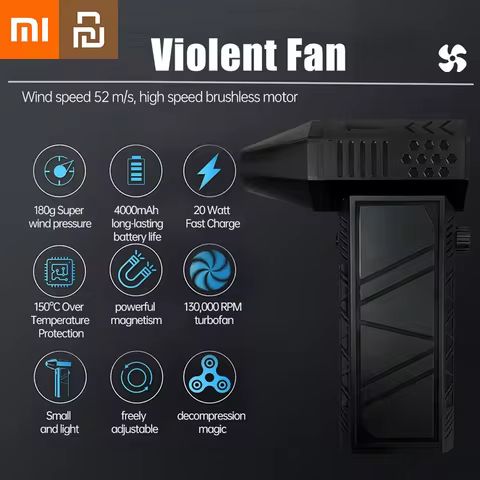 Xiaomi Mijia X6 Turbofan 130000RPM Handheld High Power Jet Fan Dust Blower Wind Speed 52m/s Violent 