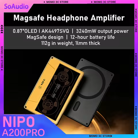 NIPO A200PRO Portable Magsafe Headphone Amplifier，AKM AK4497SVQ，12-hour battery life, 3240mW output,