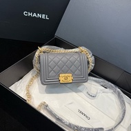⭐香奈兒 Chanel 大象灰金扣Mini Leboy單肩包斜挎包