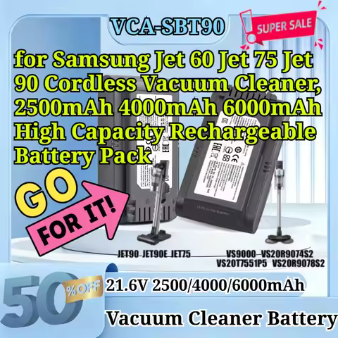 VCA-SBT90 21.6V 2500/4000/6000mAh Replacement Li-ion Battery for Samsung Jet 60 Jet 75 Jet 90 Cordle